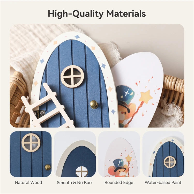 Blue Wooden Mini Fairy Door Set from iKids.co.za