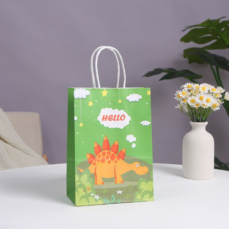 Kraft Paper Party Bag | Dinosaur | 12 Pcs - iKids