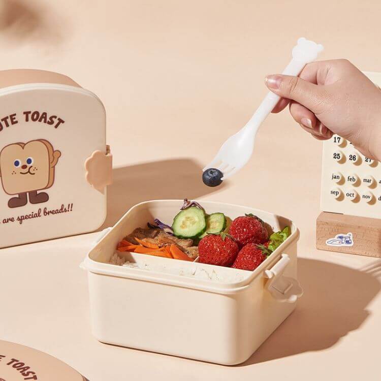 Food Shaped Snack Box | Cute Toast with Khaki Cover - iKids
