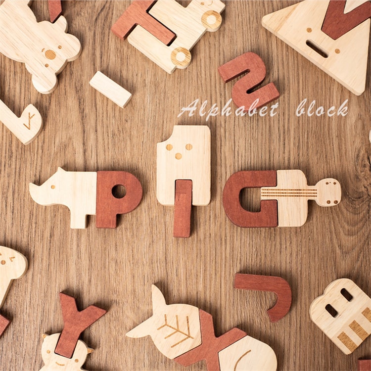 Wooden Alphabet Building Blocks Kit - iKids