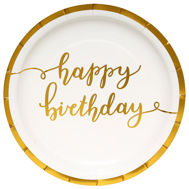 Birthday Party Tableware | Gold Lettered | 16 Guests - iKids