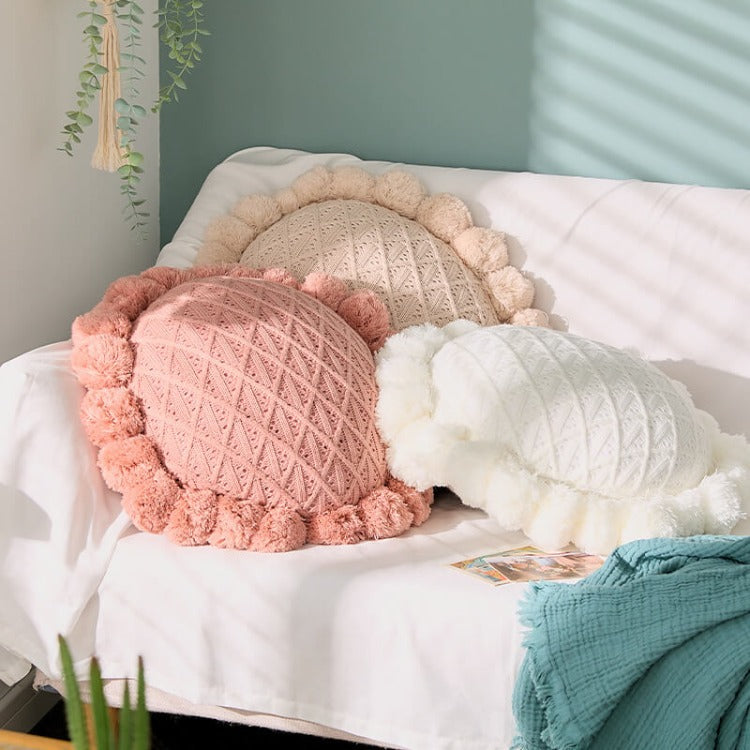 Round knitted sales cushion