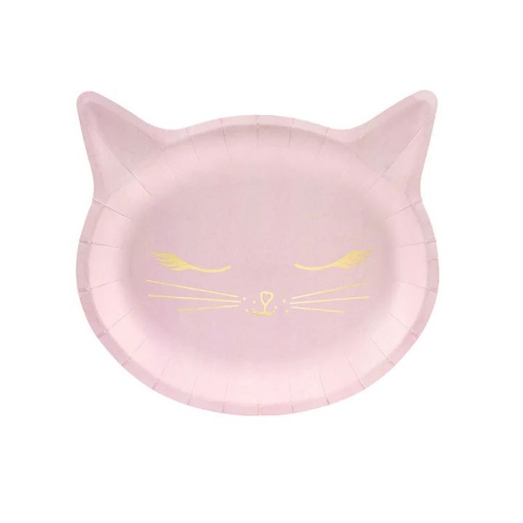 Party Paper Plate | Pink Cat Shaped | Set of 8 - iKids