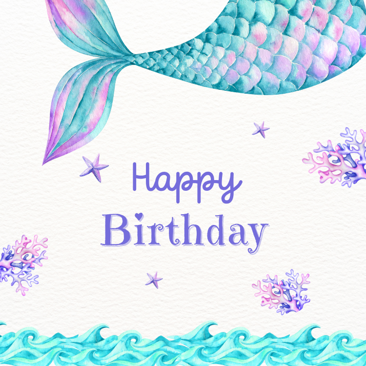 Mermaid Custom Birthday Card from iKids