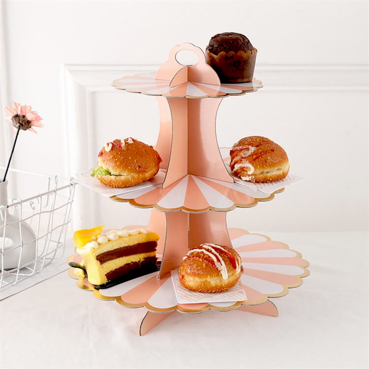Paper Cake Stand | Pink | Three-Layer - iKids