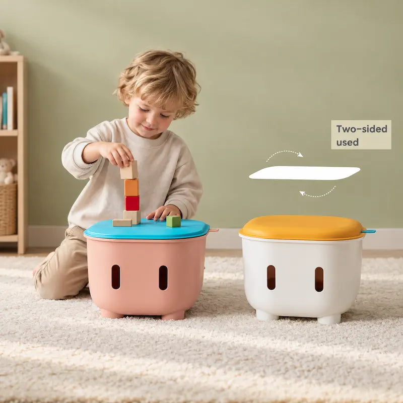 Pink-Blue Kids 3-in-1 Storage Box Stool & Table from iKids.co.za