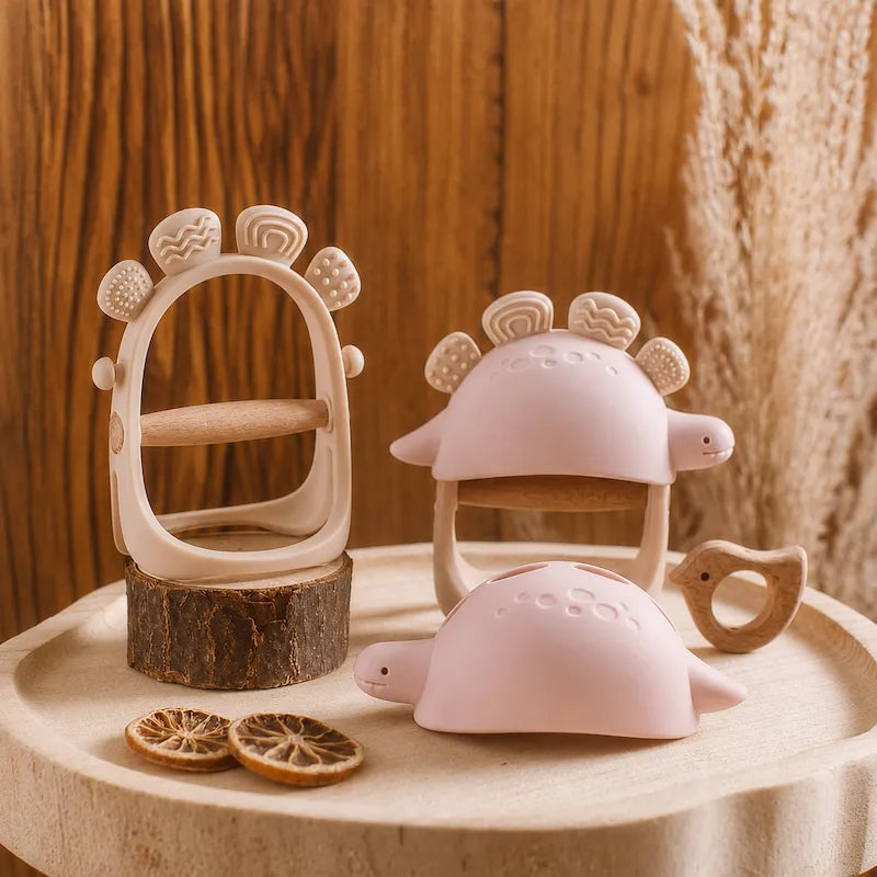 Pink Baby Dinosaur Teether Toy from iKids.co.za