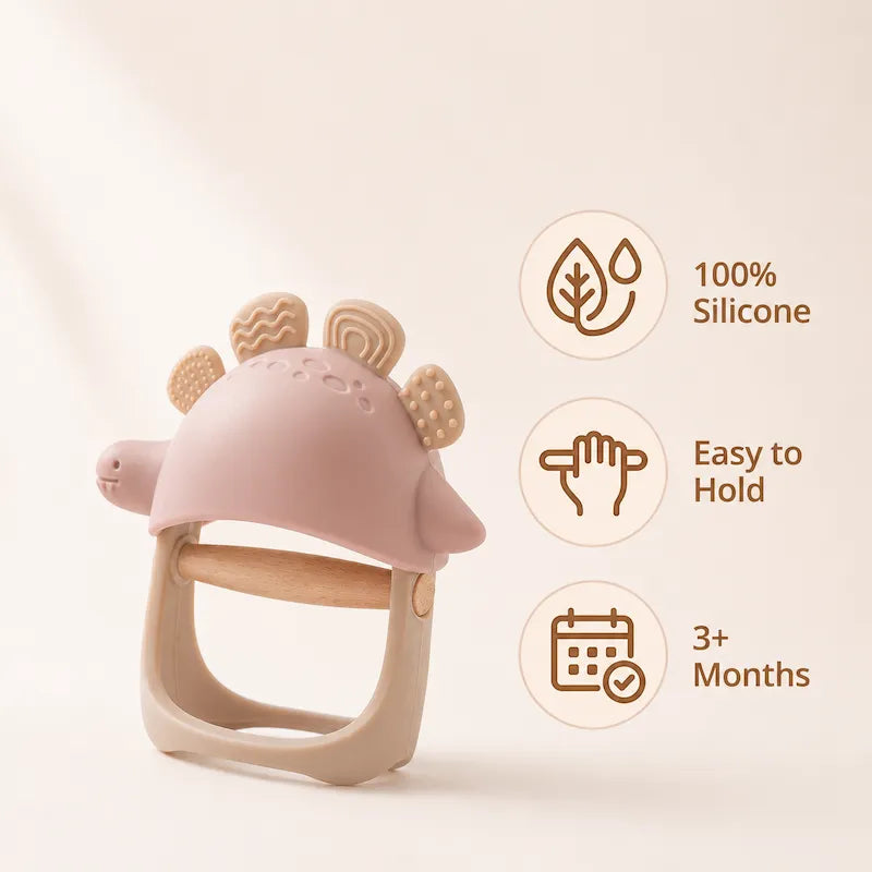 Pink Baby Dinosaur Teether Toy from iKids.co.za