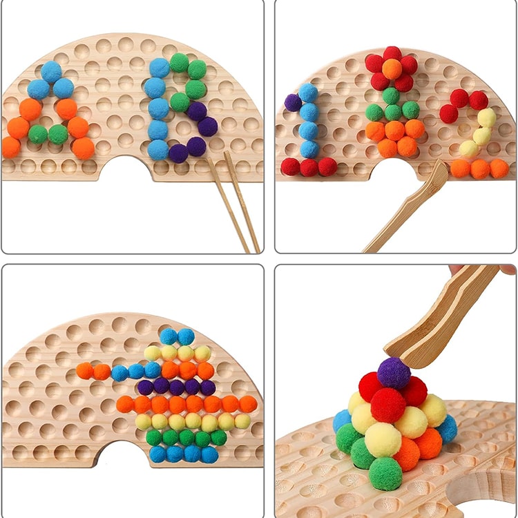 Wooden Peg Board Beads Game - iKids