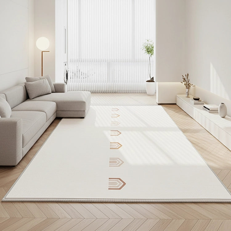 White rug with geometric pattern in a modern living room