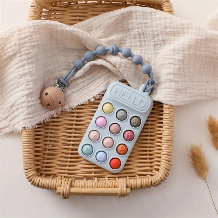 Silicone Phone Teether & Pacifier Chain Set | Blue