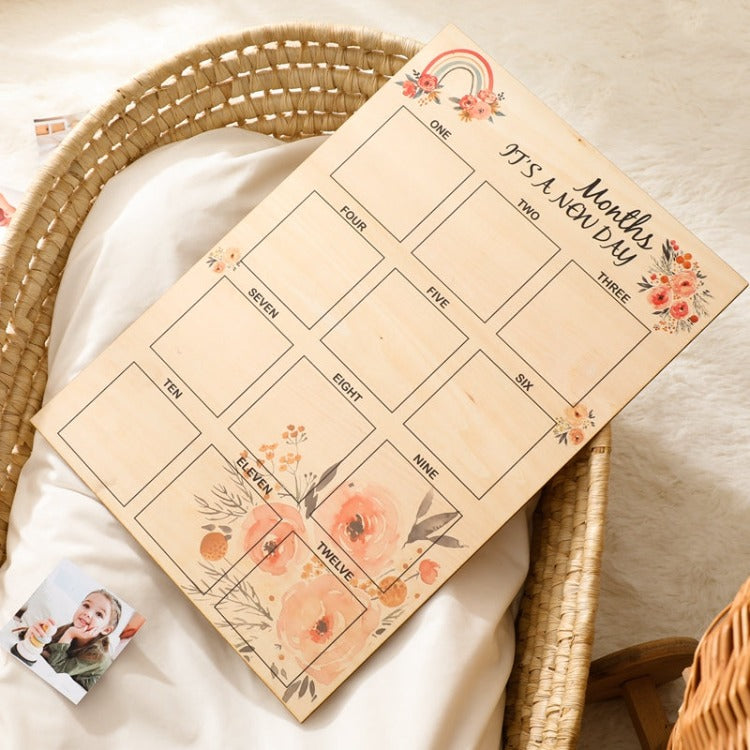 Flower Newborn Baby Monthly Milestone Photo Frame | Wooden Photo Props ...