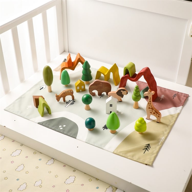 Montessori Wooden Forest Animal Scene with Map Set  - iKids