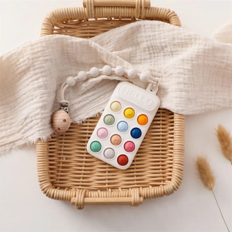 Silicone Phone Teether & Pacifier Chain Set | Beige