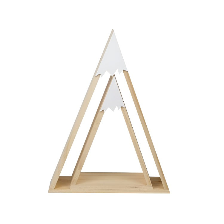 White Triangular Wooden Mountain Storage Rack | Organizer House Shelf ...