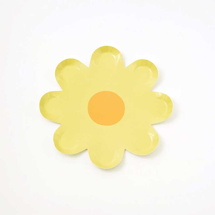 Party Paper Plate | Yellow Daisy Shaped | Set of 10 - iKids