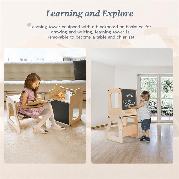 Wooden Multi-Function Learning Step Stool - iKids