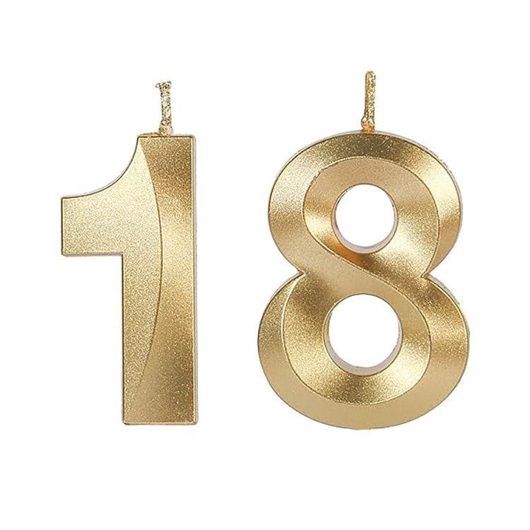 Golden Birthday Candle | Number 18 - iKids