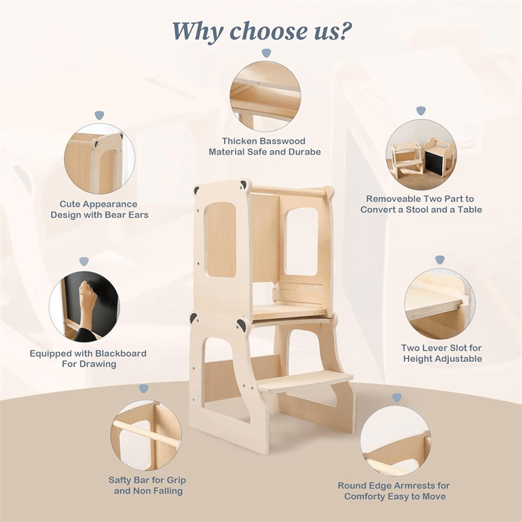 Wooden Multi-Function Learning Step Stool - iKids
