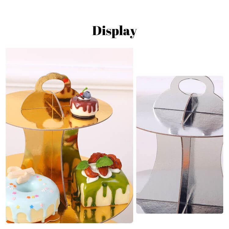 Paper Cake Stand | Golden | Three-Layer - iKids