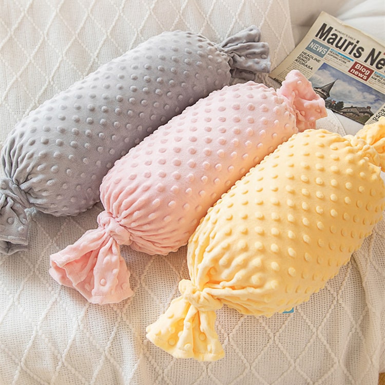 Candy Fluffy Lumbar Pillow & Blanket | Pink - iKids