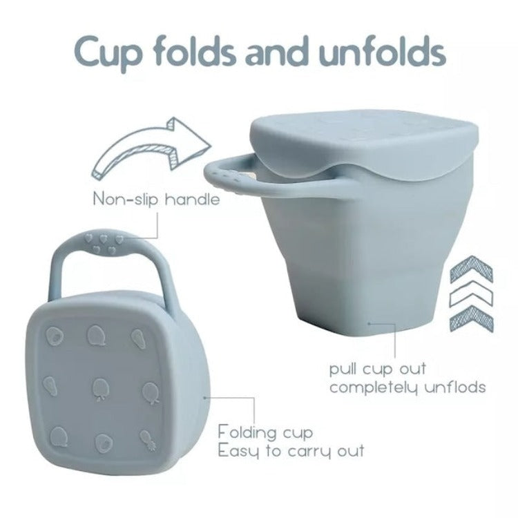 Silicone Foldable Snack Cup | Beige - iKids