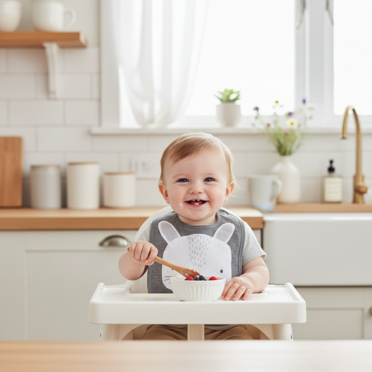 Forest Face Bib | Grey Rabbit