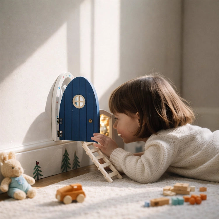 Blue Wooden Mini Fairy Door Set from iKids.co.za