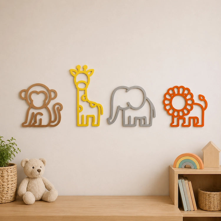 Minimal Safari Wall Decor Set for Kids Rooms from TinyPuff Studio