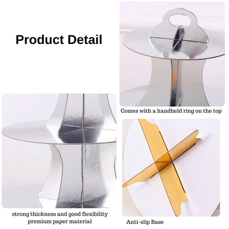 Paper Cake Stand | Silver | Three-Layer - iKids