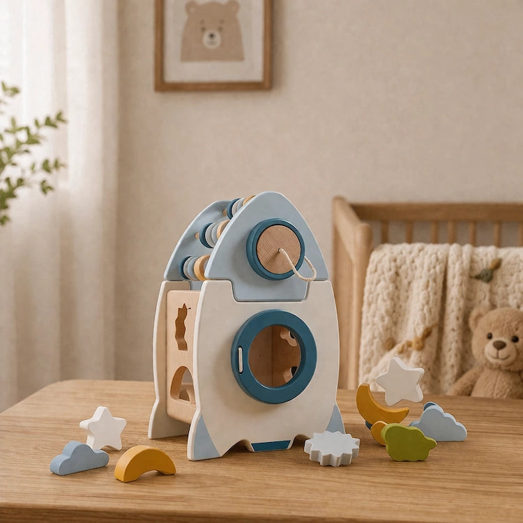 5 in 1 Wooden Rocket Multi Play Toy from iKids.co.za