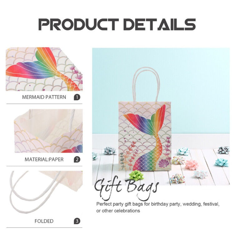 Kraft Paper Party Bag | Mermaid | 12 Pcs - iKids