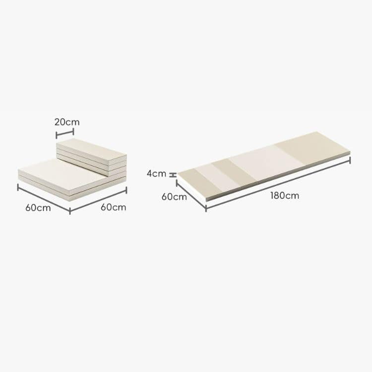 Dimensions of a rectangular platform with measurements labeled