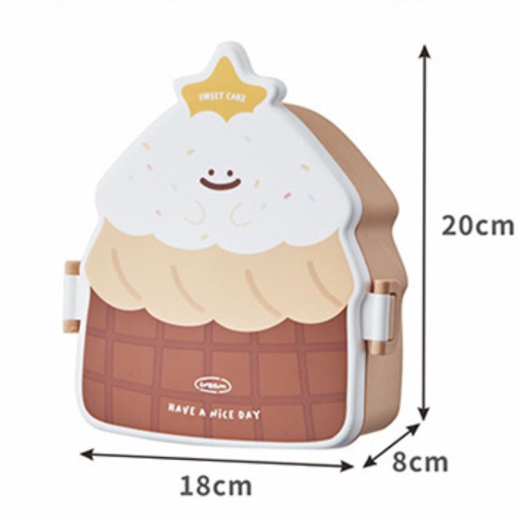 Brown Cake Shaped Lunch Box - iKids