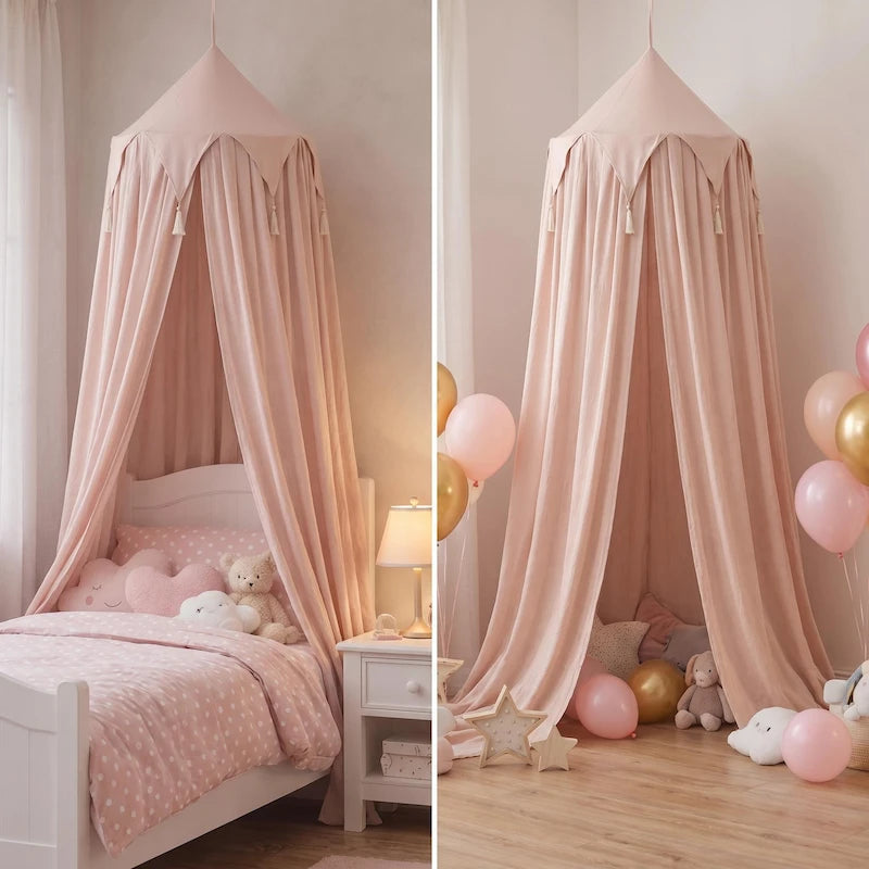 Cream Pink Deluxe Hanging Tent Canopy from iKids.co.za