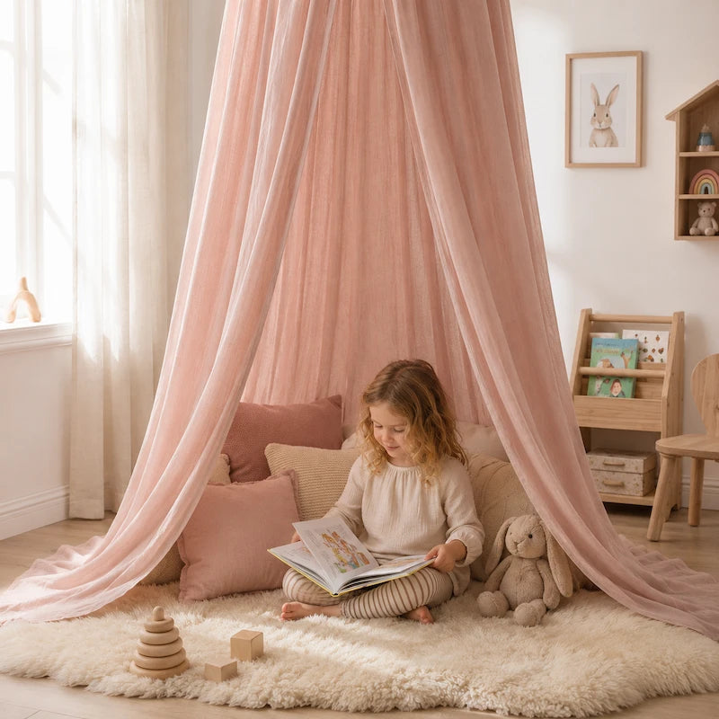 Cream Pink Deluxe Hanging Tent Canopy from iKids.co.za