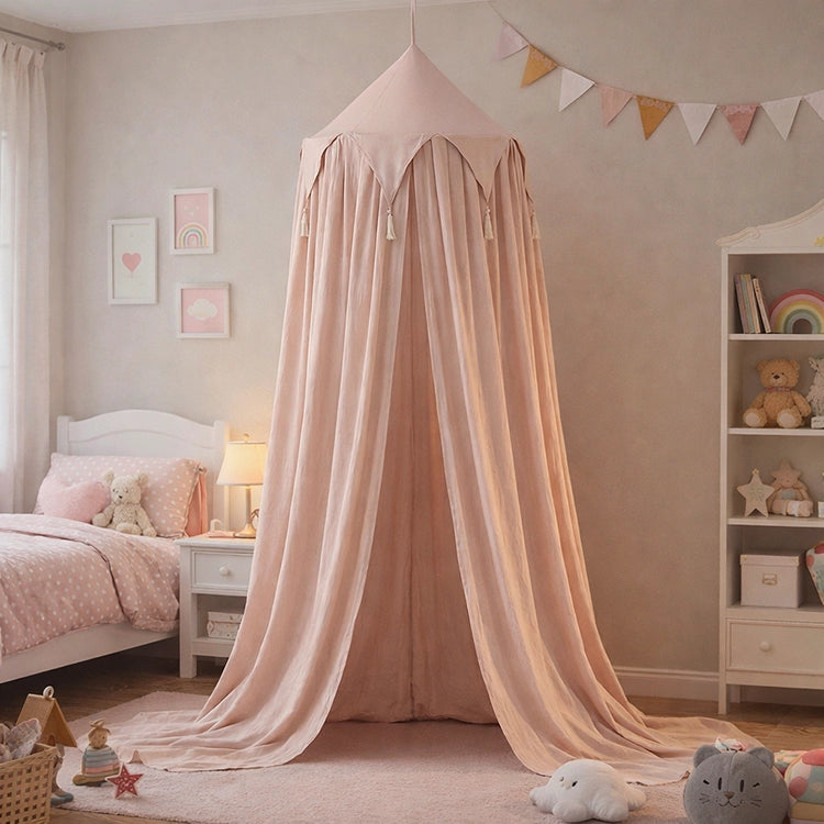 iKids Cream Pink Deluxe Hanging Tent Canopy in nursery room | ikids.co.za