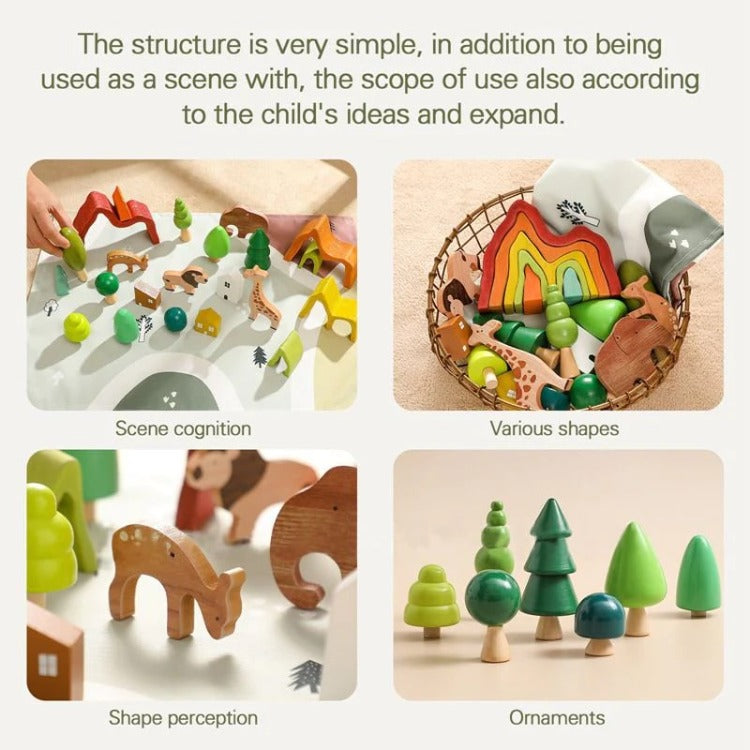 Montessori Wooden Forest Animal Scene with Map Set  - iKids