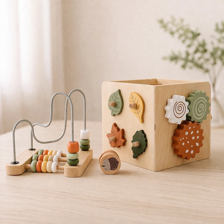 Woodland 5-in-1 Wooden Cognitive Activity Cube Educational Toy from iKids.co.za