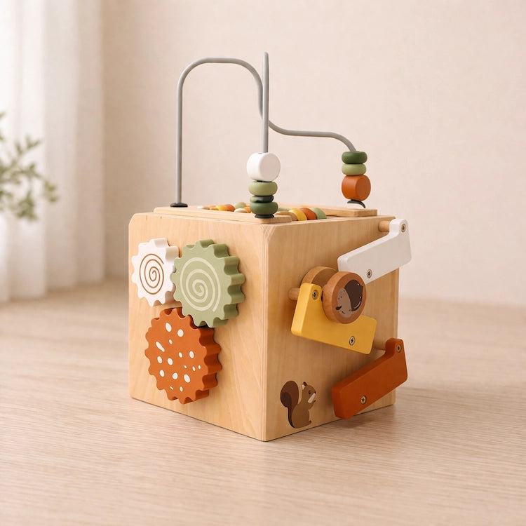 Woodland 5-in-1 Wooden Cognitive Activity Cube Educational Toy from iKids.co.za