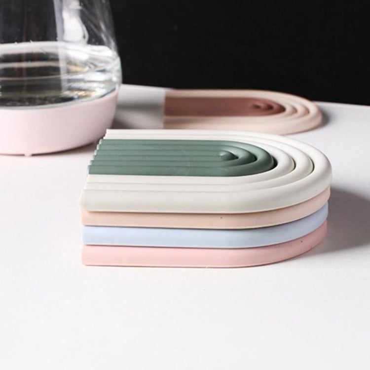 Silicone Pan Trivet Mat | Green Pastel Rainbow - iKids