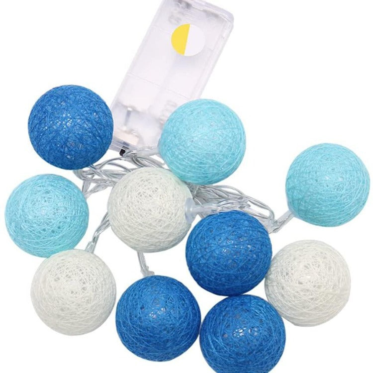 String Lights 10 Cotton Balls - Blue  - iKids
