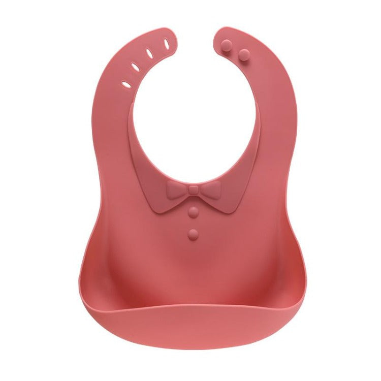 Bow Tie Silicone Bib Coral Red - iKids