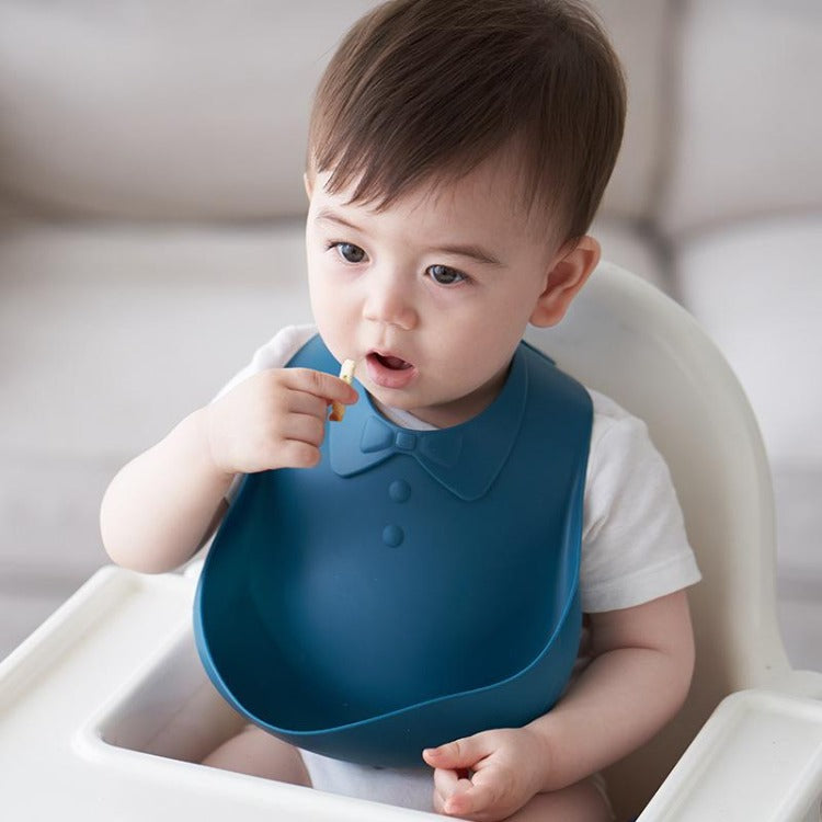 Bow Tie Silicone Bib Navy - iKids