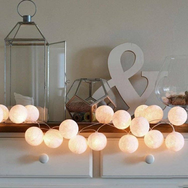 String Lights 20 Cotton Balls - White - iKids 