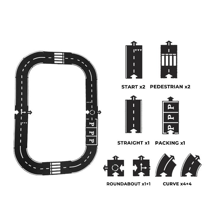 Flexible Race Track Toy Road 16 pcs - iKids