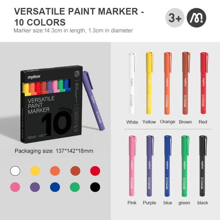 Mideer Versatile Paint Markers 10 Colours MD6240 - iKids