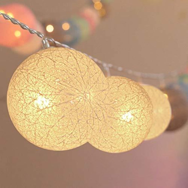 String Lights 10 Cotton Balls - White - iKids