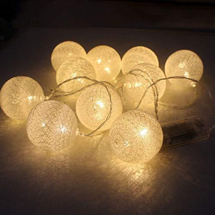 String Lights 10 Cotton Balls - White - iKids