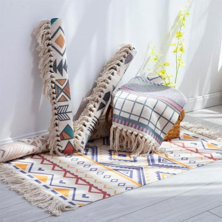 Bohemian Tassel Rectangle Rug Aro - iKids